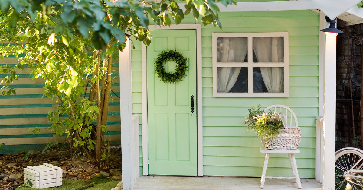 Decorated She Shed in Backyard